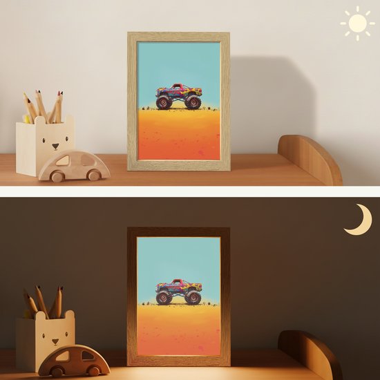 Nachtlampje 15x20 cm - Kinder lampje - Monstertruck - Graffiti - Jongens - Auto - Tafellamp kinderkamer - Slaapkamer lamp - Bedlamp kinderen - Kinderlampje stopcontact - Wandlamp babykamer - Nachtlampjes van Merkloos — afbeelding 4