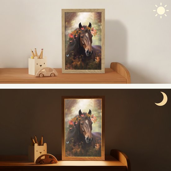 Nachtlampje 20x30 cm - Kinder lamp - Paard - Dieren - Bloemen - Bos - Vlinder - Tafellamp kinderkamer - Slaapkamer lamp - Bedlamp kinderen - Kinderlampje stopcontact - Wandlamp babykamer - Nachtlampjes van Merkloos — afbeelding 4