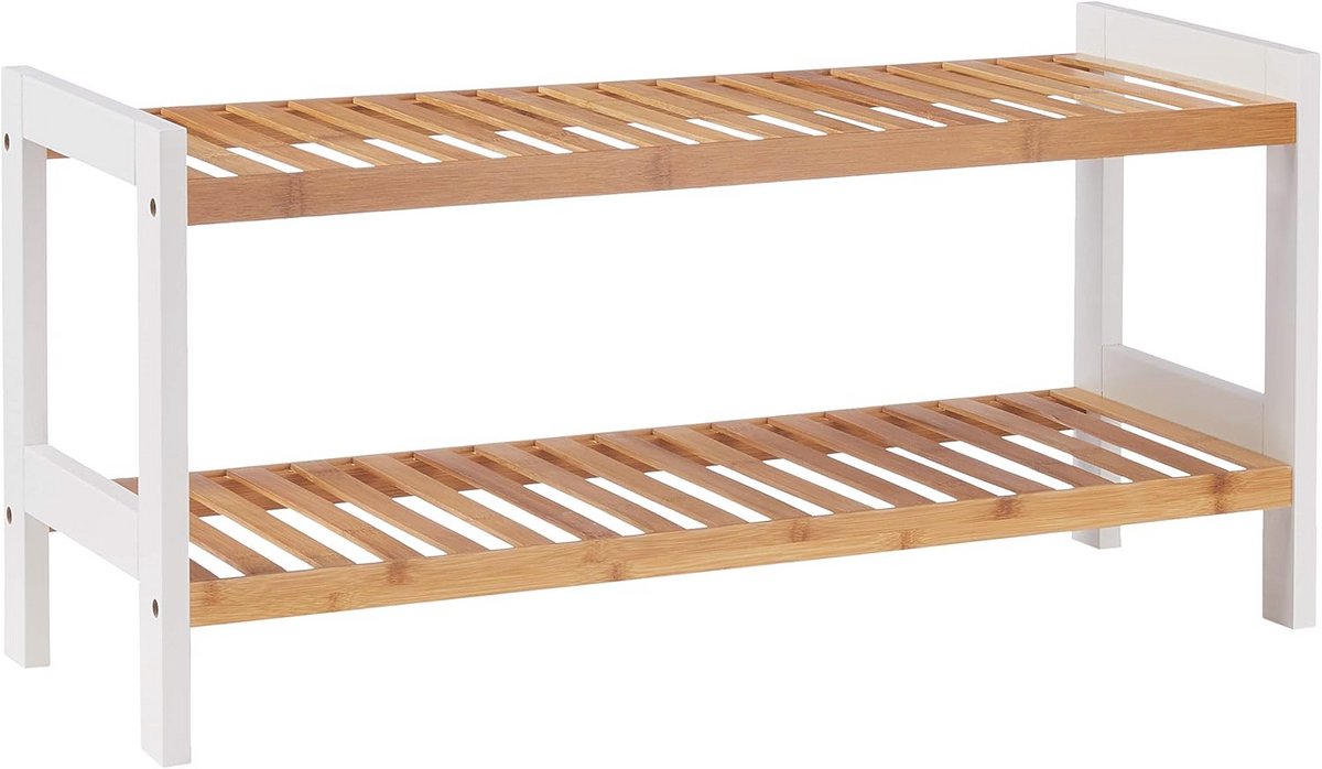 Schoenenrek in Natuurlijk Bamboe en Wit MDF - Scandinavisch Design - 70 cm Breed