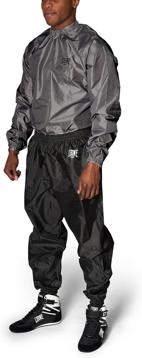 Sauna overall zwart – polyester sauna pak met elastische pasvorm voor mannen