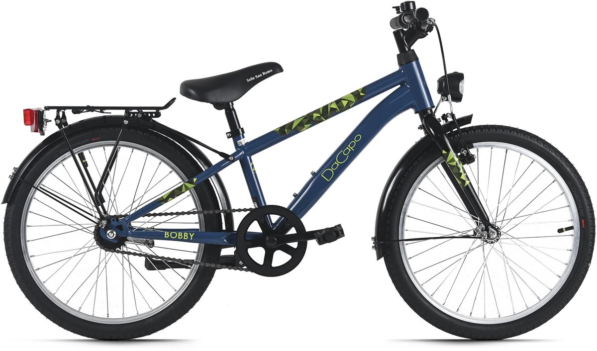 DaCapo kinderfiets 20" Bobby blauw 1 versnelling FH 27 cm met verlichting – vanaf 6 jaar