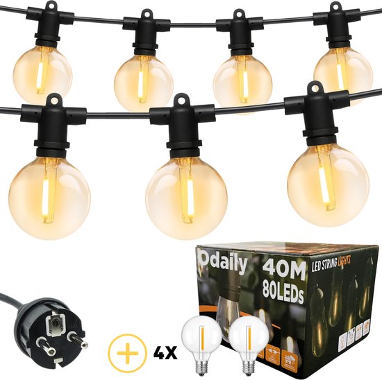 Led-lichtketting voor buiten, 25FT, Waterdichte lichtketting voor