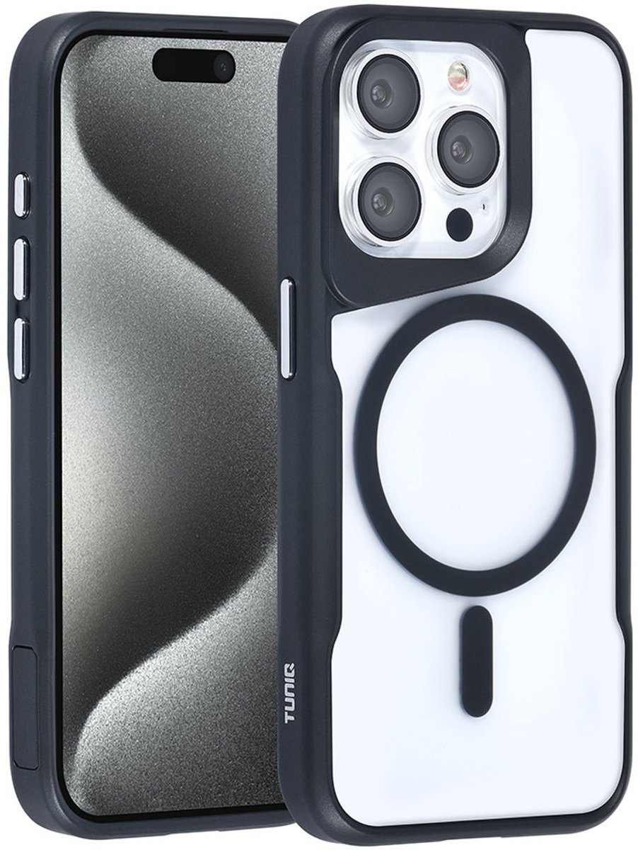 TUNIQ telefoonhoesje voor Apple iPhone 15 Pro - MagSafe siliconen backcover - Zwart