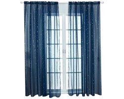 Unyqoos® Transparant zilverkleurig gordijn met sterrenpatroon voor stijlvolle raamdecoratie