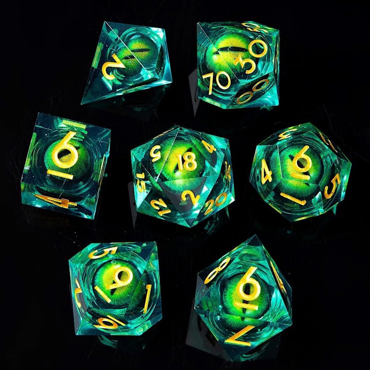 7-delige Polyhedrale Dobbelstenen Set met Drakenoog, Rolspellen & D&D