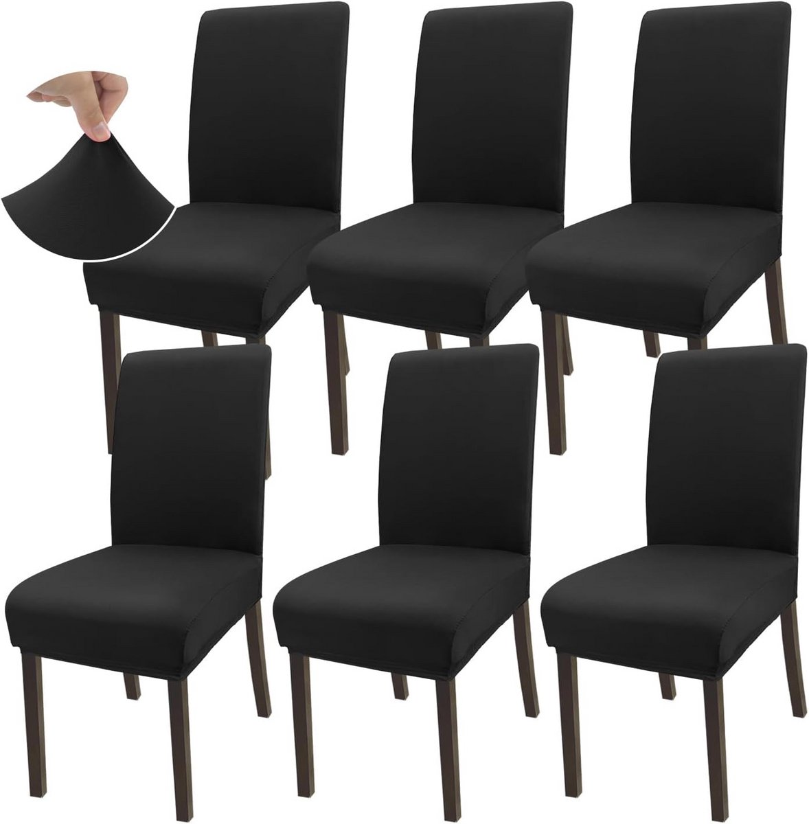 Rekbare eetkamerstoelhoezen set van 6 - Universele microvezel beschermers voor eetkamer, keuken, restaurant en hotel
