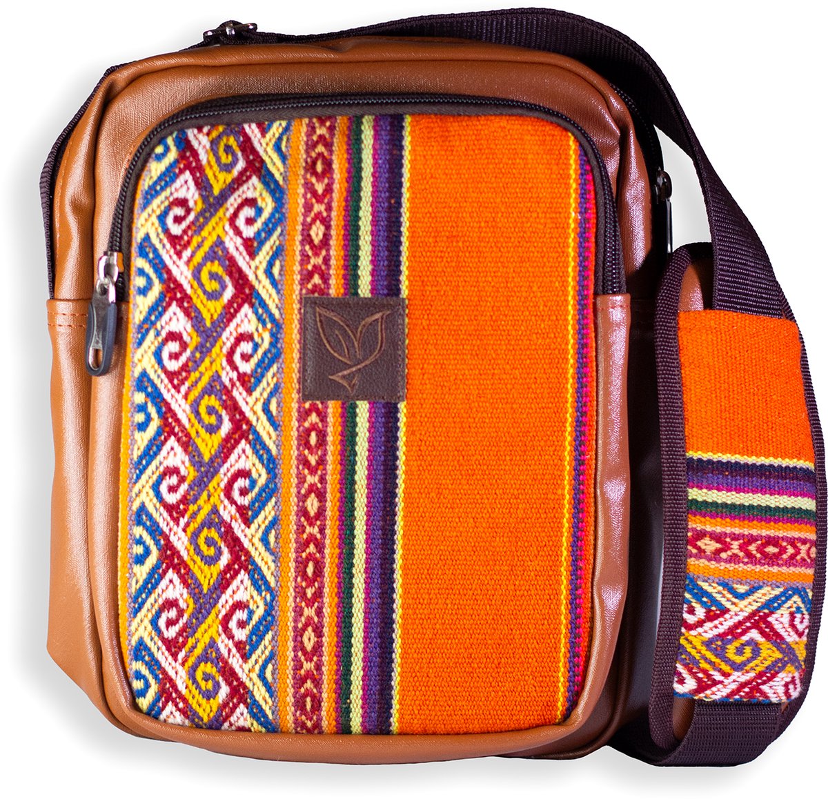 Bizoule® Crossbody Tas - Handgemaakt Boliviaans Geweven Textiel - Duurzame Schoudertas Zuid-Amerika - Oranje