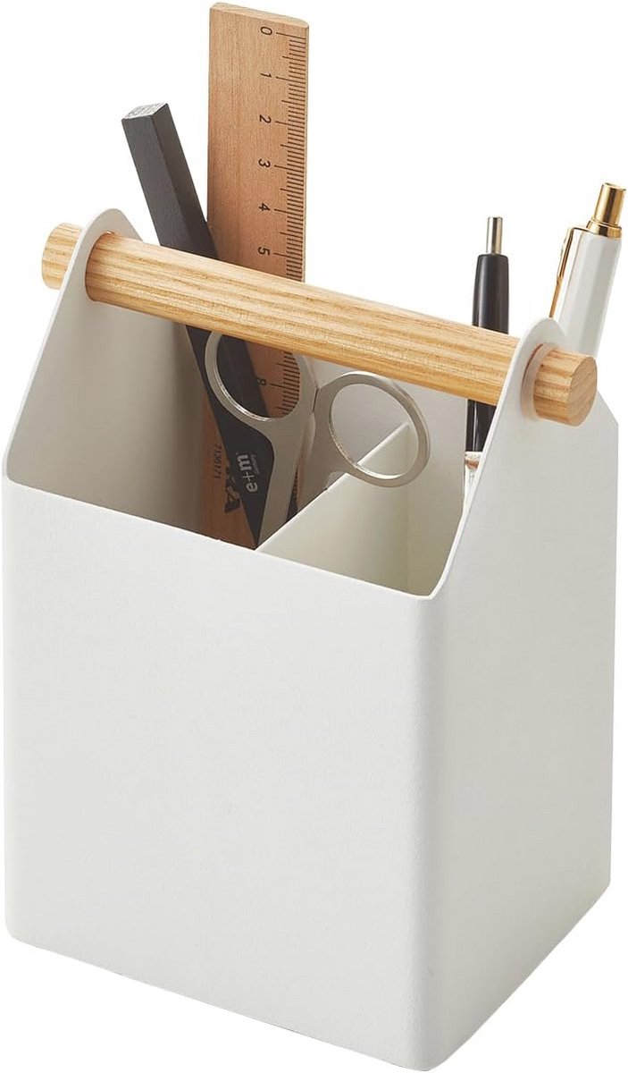 Pennenstandaard van staal en hout - 12 x 8,5 x 14,5 cm
