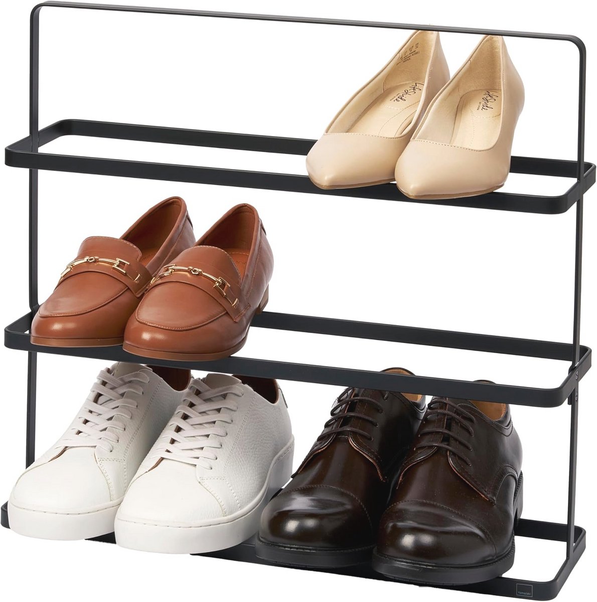 Schoenenrek Zwart Staal - Compact en Minimalistisch 50 x 14 x 45,5 cm