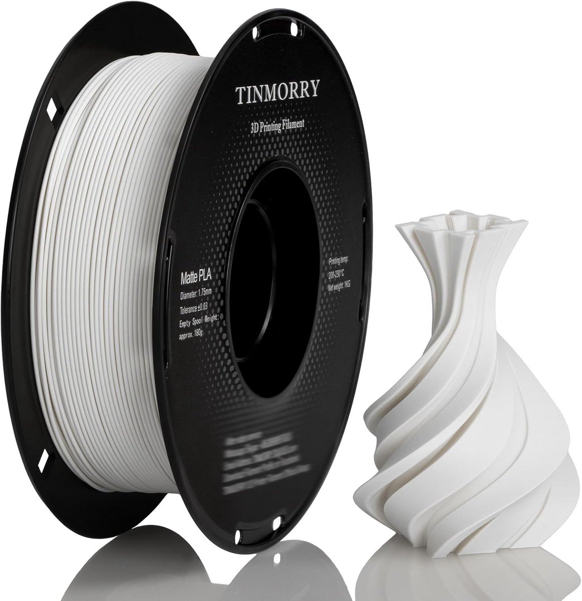 Mat PLA Filament 1.75mm Wit - 1kg voor 3D Printer - Goede Laaghechting