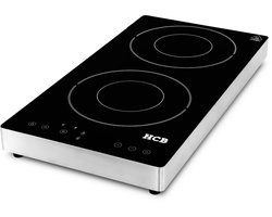HCB® – Professionele Horeca Inductie kookplaat – 2 pitten – 3,5 kW – 230V – 2 pits Elektrische RVS / INOX kookpit – 58.1×29.9×6.4 cm (DxBxH) – 5 kg – 9199