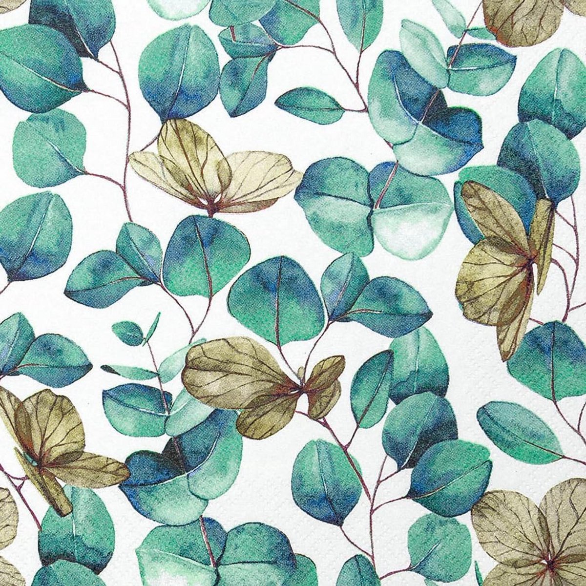 20 servetten groen bladmotief eucalyptus 33x33 cm herfst zomer natuur tafeldecoratie