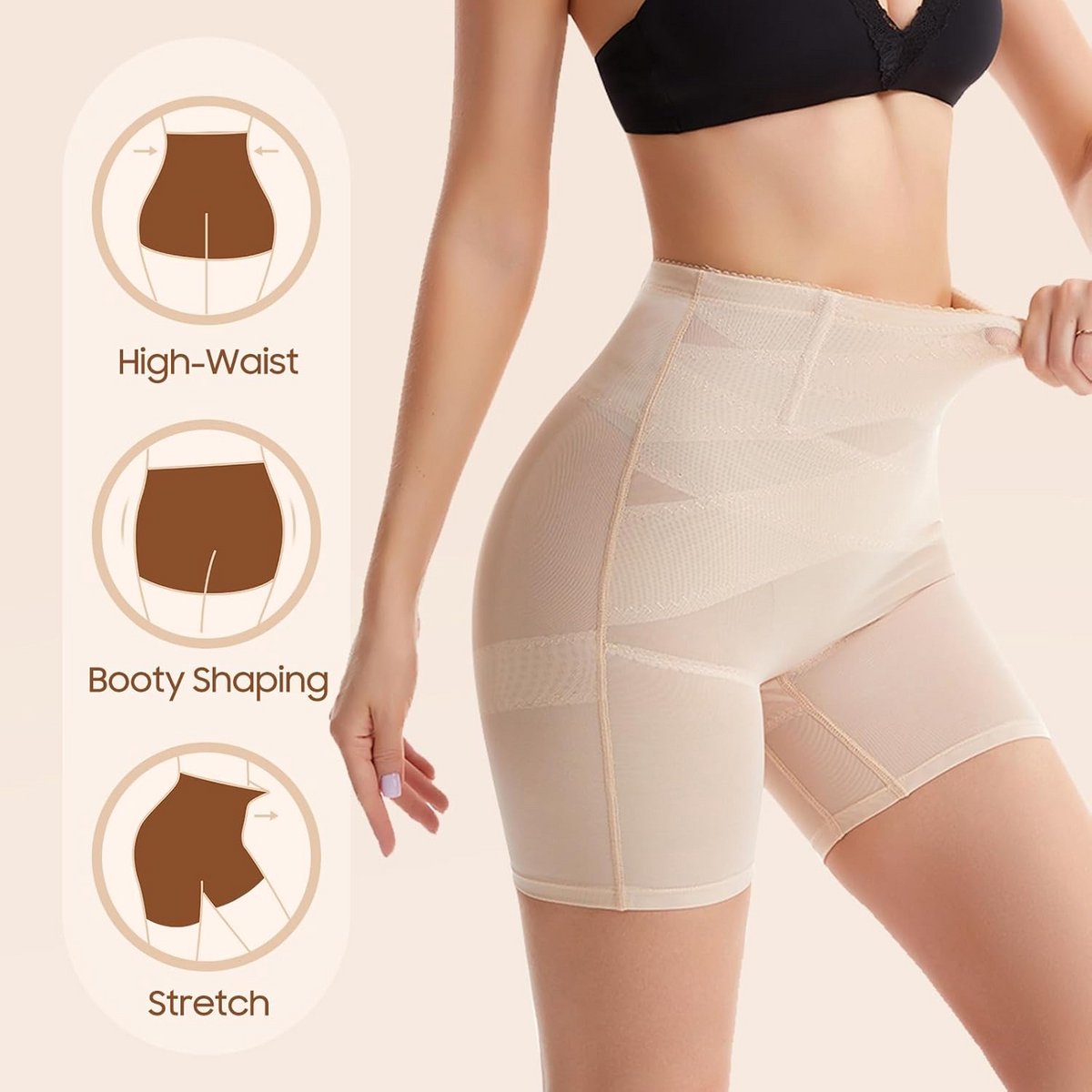Modelerend Short met Hoge Taille voor Vlakke Buik en Heupcontrole