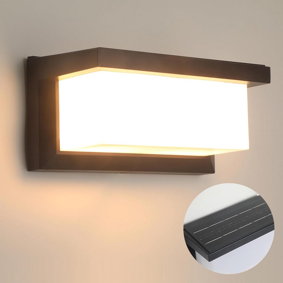 Buitenlamp op zonne-energie met bewegingssensor en LED verlichting - IP65 Waterdichte wandlamp - 3 kleuren, dimbaar en multifunctioneel