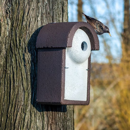 CJ Wildlife Nestkast voor de Spreeuw - 45mm - Woodstone Nestkastje - Houten Vogelhuisje - Bruin