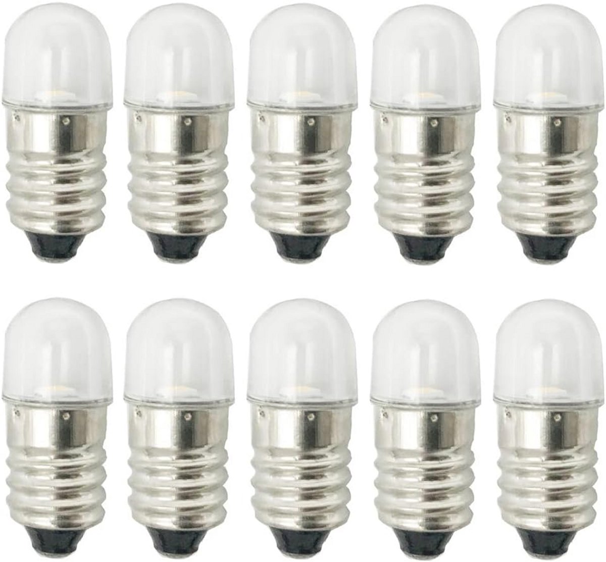 Set van 10 E10 LED Gloeilampen 1W - Warm Wit en Koel Wit Verwisselbare Schroeflampjes
