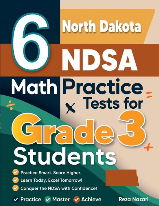 6 North Dakota NDSA Math Practice Tests for Grade 3 Students - cover