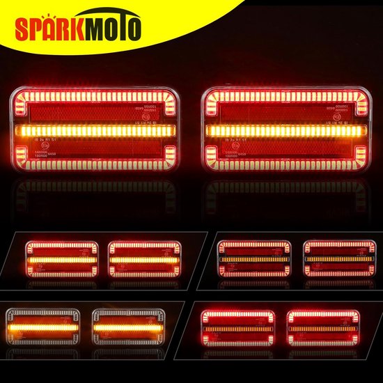 SPARKMOTO 2 x LED Aanhangwagen Achteruitrijlichten Achter 12V 24V, Dompelbaar Led Achteruitrijlicht Voor Aanhangwagen, Caravan, Vrachtwagen, Wit Led Aanhangwagen Achteruitrijlicht
