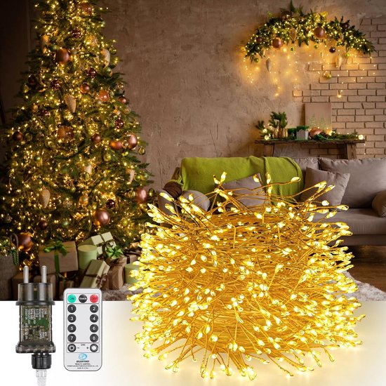 NIBSHOOM Lichtsnoer voor buiten, 200 leds, 32 m, dimbaar, voor buiten, tuin, met afstandsbediening, 8 modi, IP65, voor tuin, balkon, Kerstmis, bruiloft, pergola