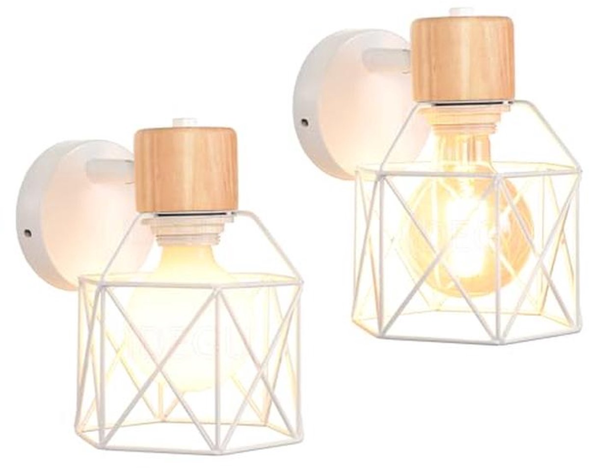 Set van 2 industriële wandlampen - verstelbare kooi-design verlichting voor vintage binneninrichting