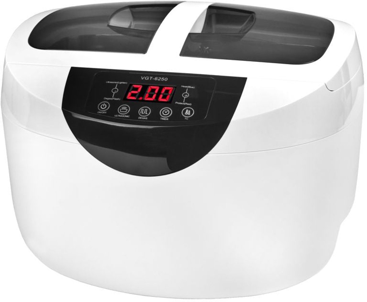Denson UC-002 Ultrasone Reiniger 2,5L – Professionele Ultrasone Reiniging – Met Verwarming – 40 kHz – Voor Cosmetische en Tandheelkundige Instrumenten – Wit/Zilver