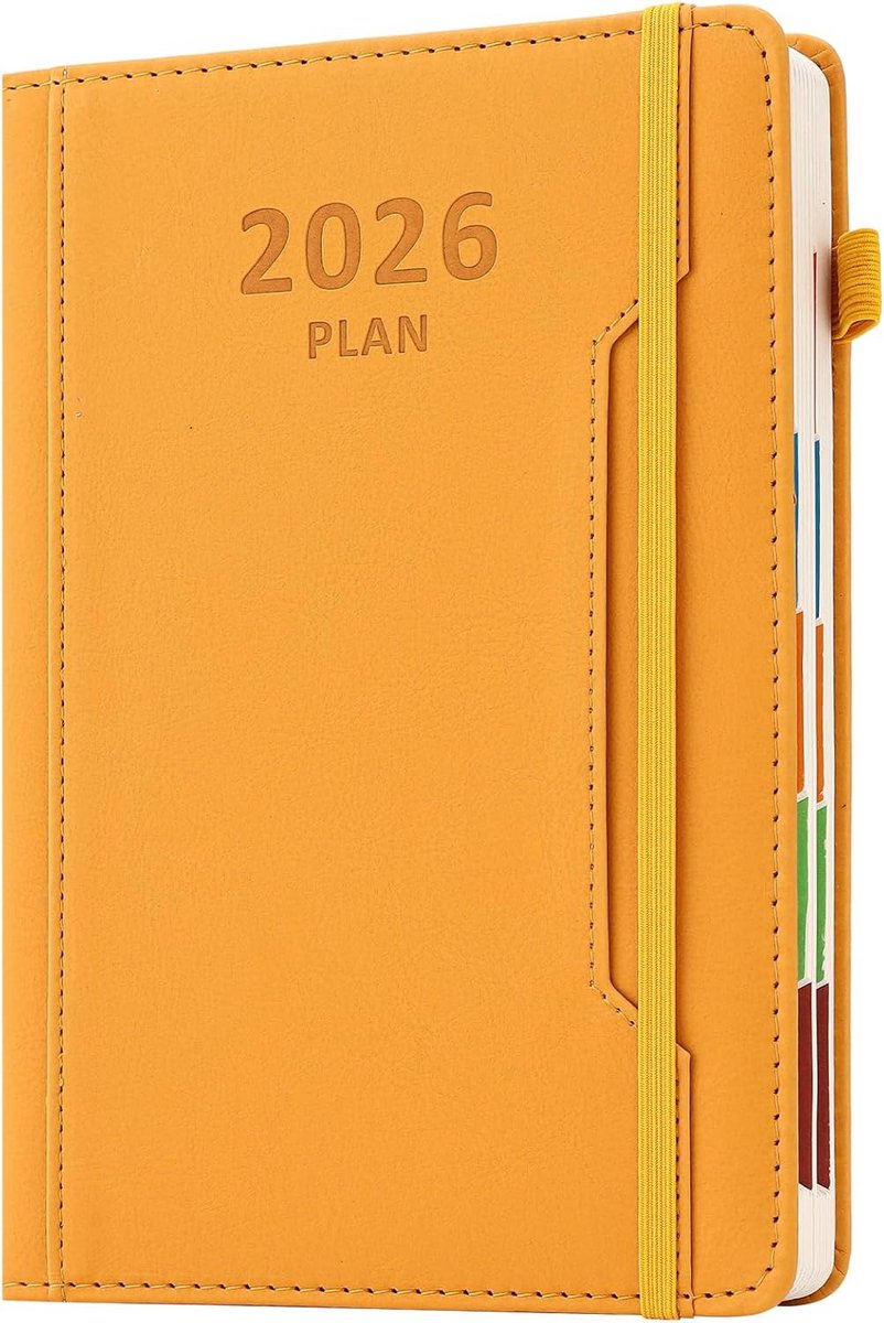 Academisch Dagboek 2026 - A5 Planner met Elastische Sluiting en Kleurrijke Tabs