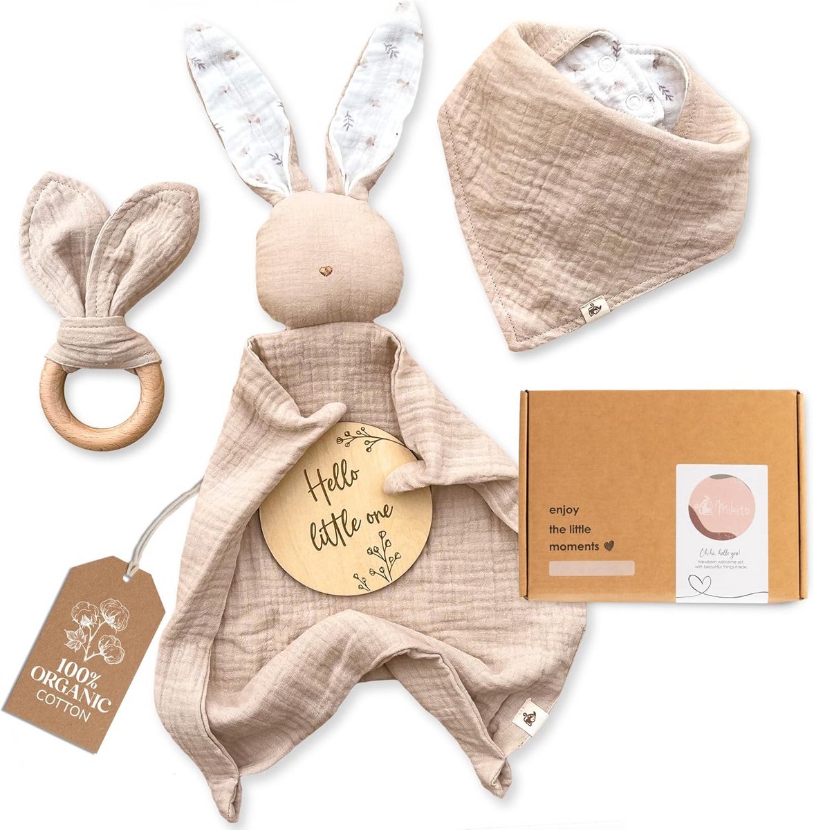 Babycadeauset mousseline - Beige