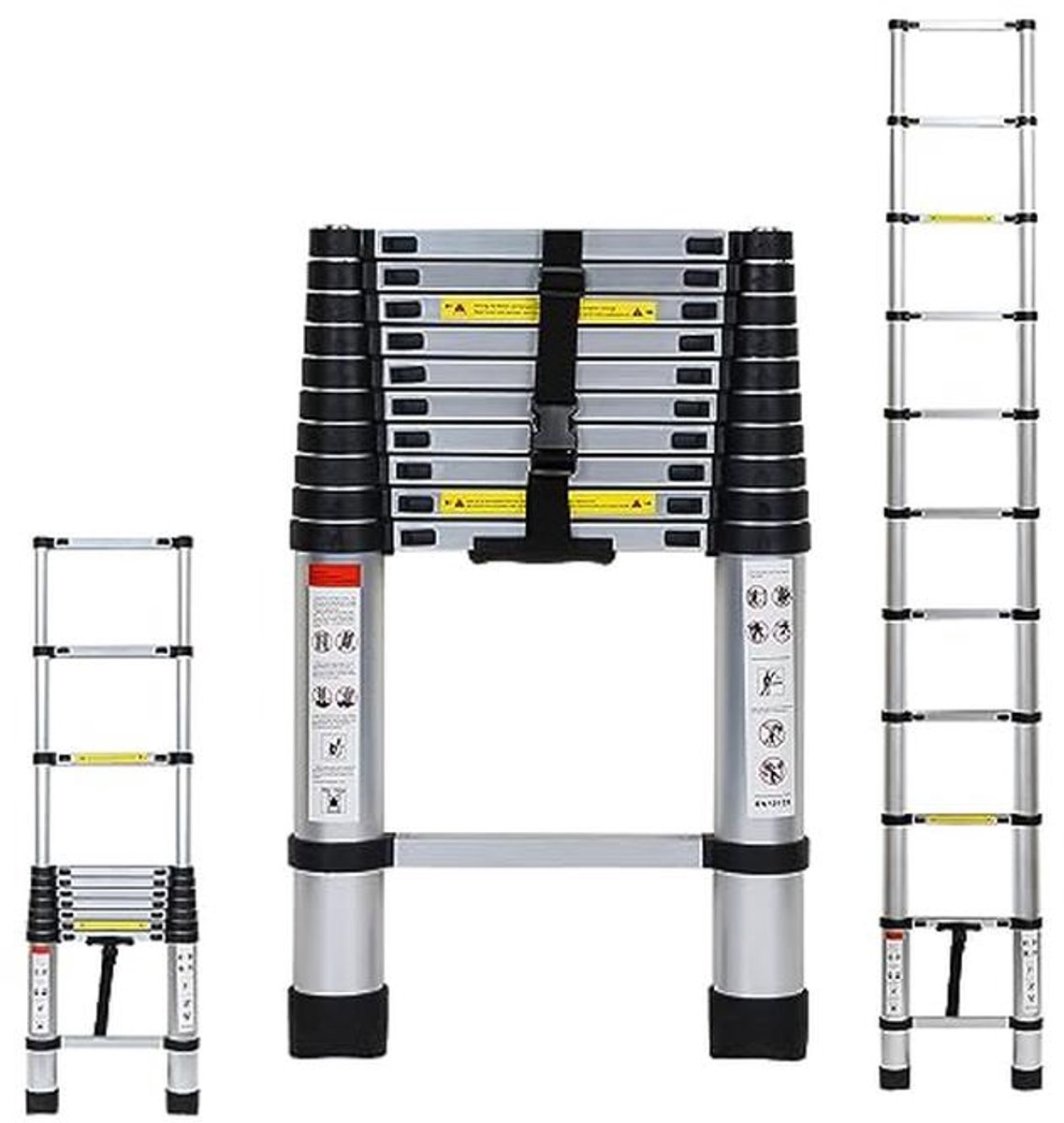 Telescopische ladders tot 3,2 m - Draagbare antislip ladder met veiligheidsmechanisme