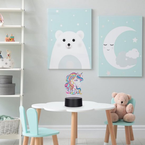 Creatief doe-het-zelf nachtlampje voor kinderen, 5D diamond painting uil, knutselproject voor verjaardagen — afbeelding 2