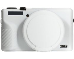 LISM-Geschikt voor Canon G7X Mark III, Wit zachte siliconen camerahoes met afneembare lensdop, krasbestendig, Geschikt voor Canon G7X Mark III camera-accessoire - Wit.