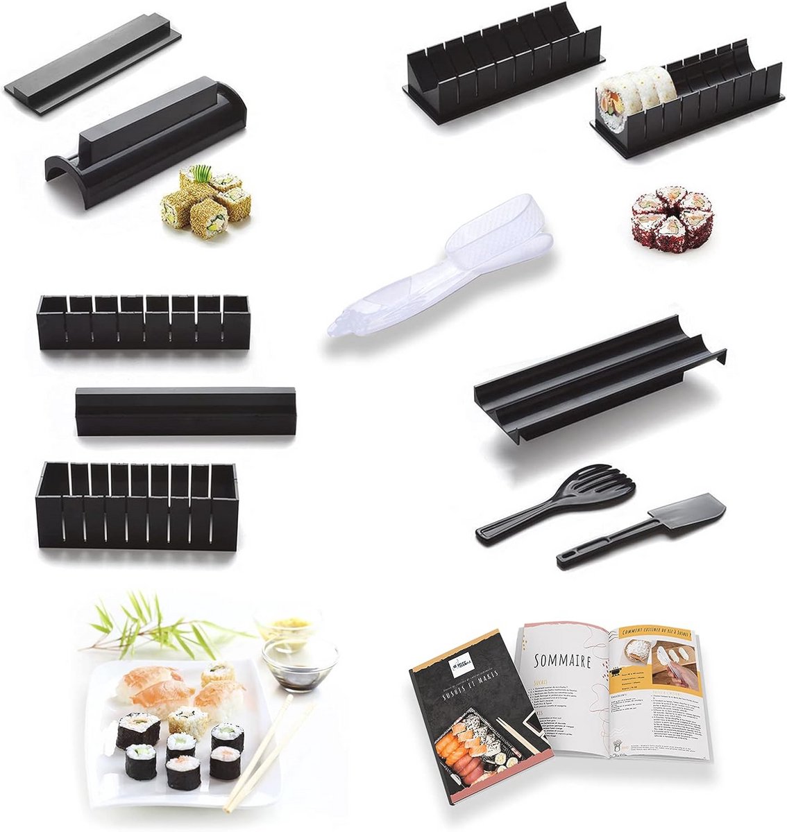 Sushi Maki Set voor het bereiden van sushi met 12 accessoires en e-book