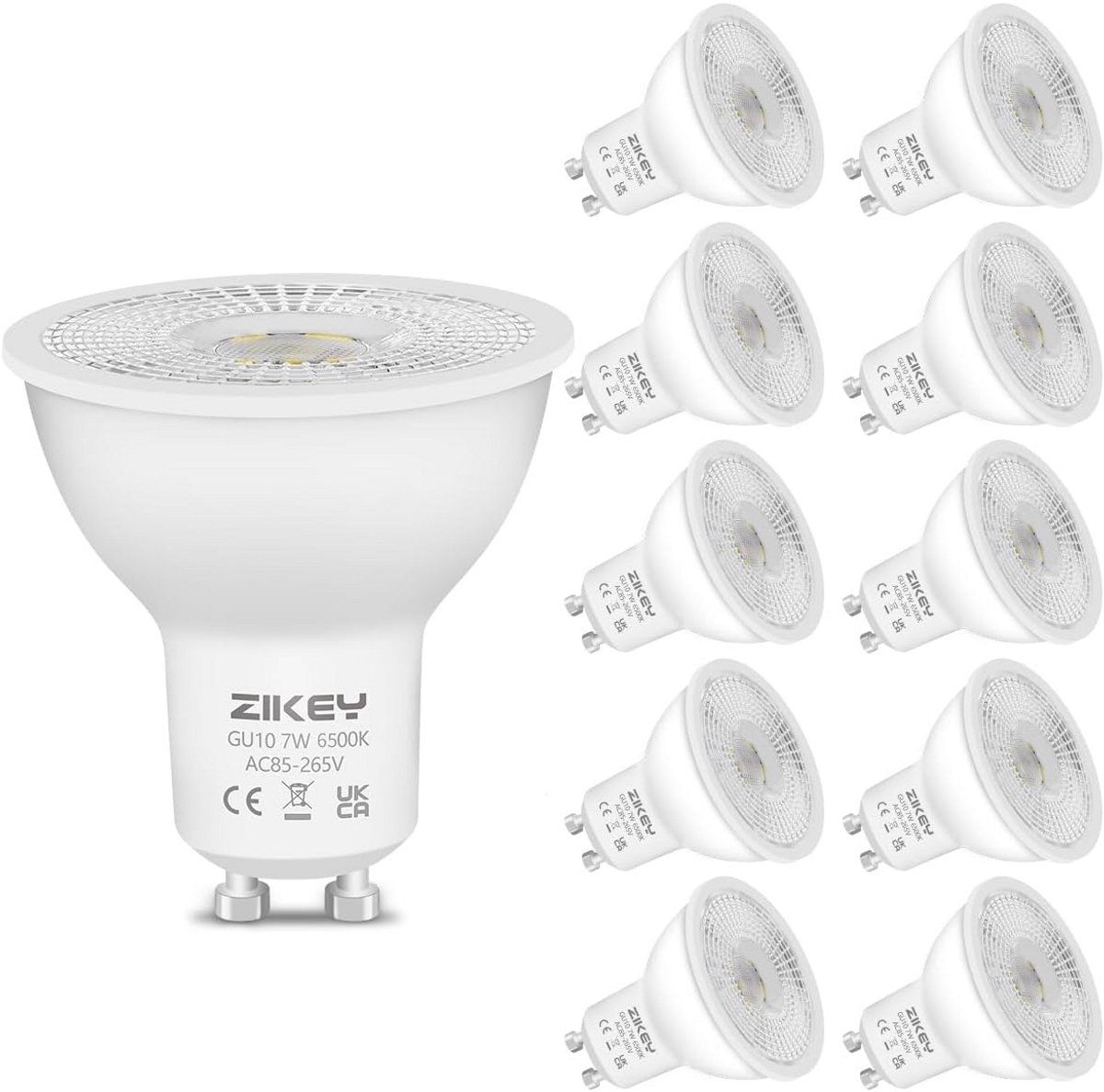 GU10 LED Lampen 7W Koel Wit - Set van 10