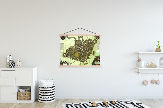 Carte de la ville historique colorée de l'affiche de l'école de Breda à lattes plates vierges - Plan d'étage 150x113 cm - Tirage photo sur affiche textielposter (décoration murale salon / chambre)