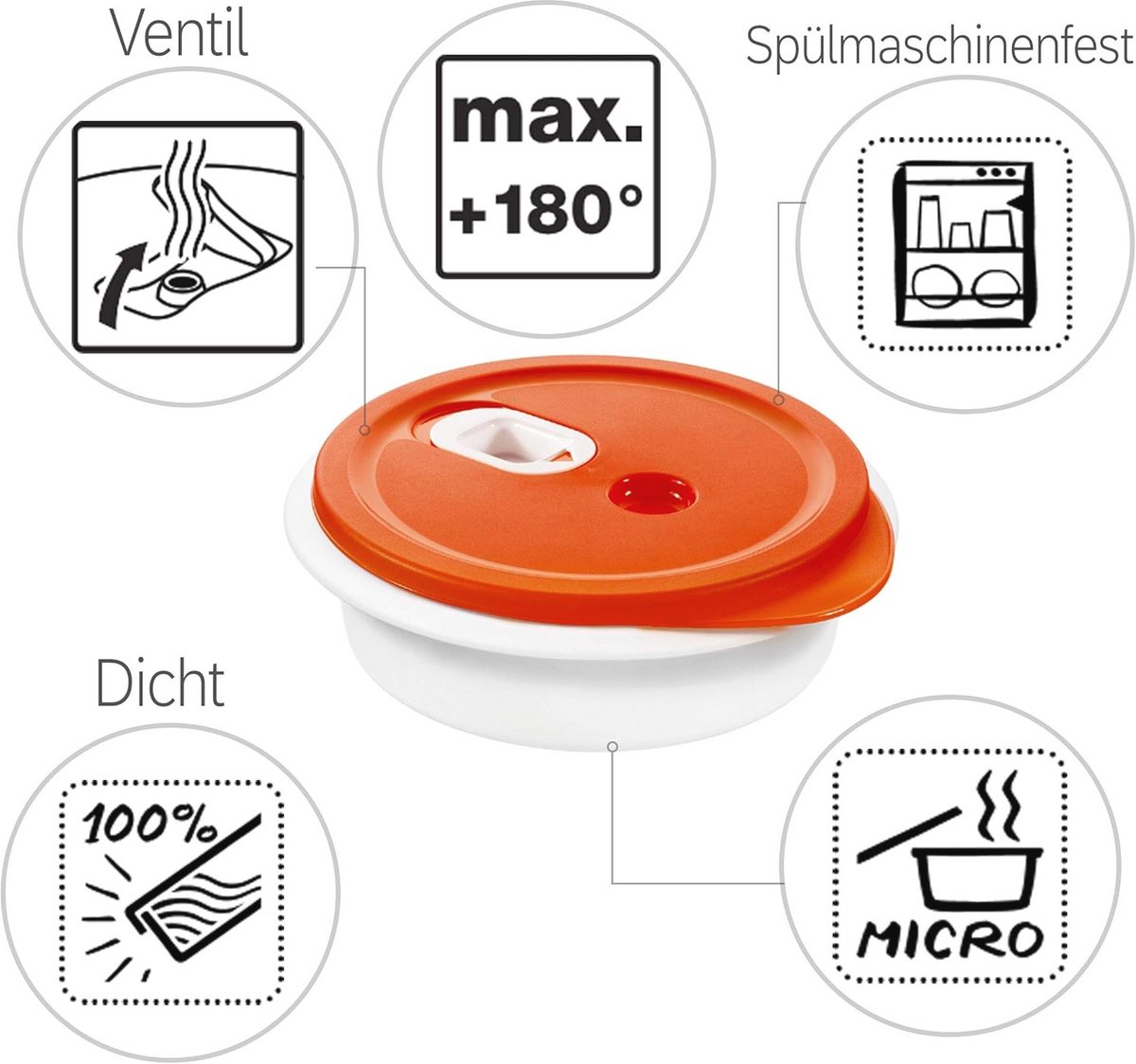 Diep magnetronbord met deksel - 1 L inhoud - lekvrij en vaatwasmachinebestendig
