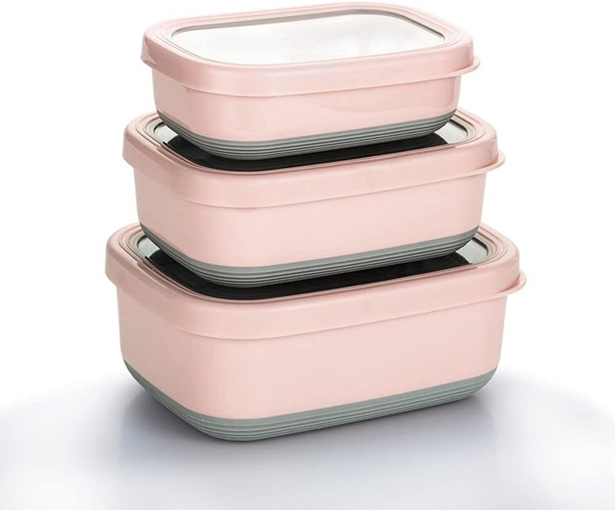 Set van 3 Roestvrijstalen Lunchboxen Lekdicht & Antislip