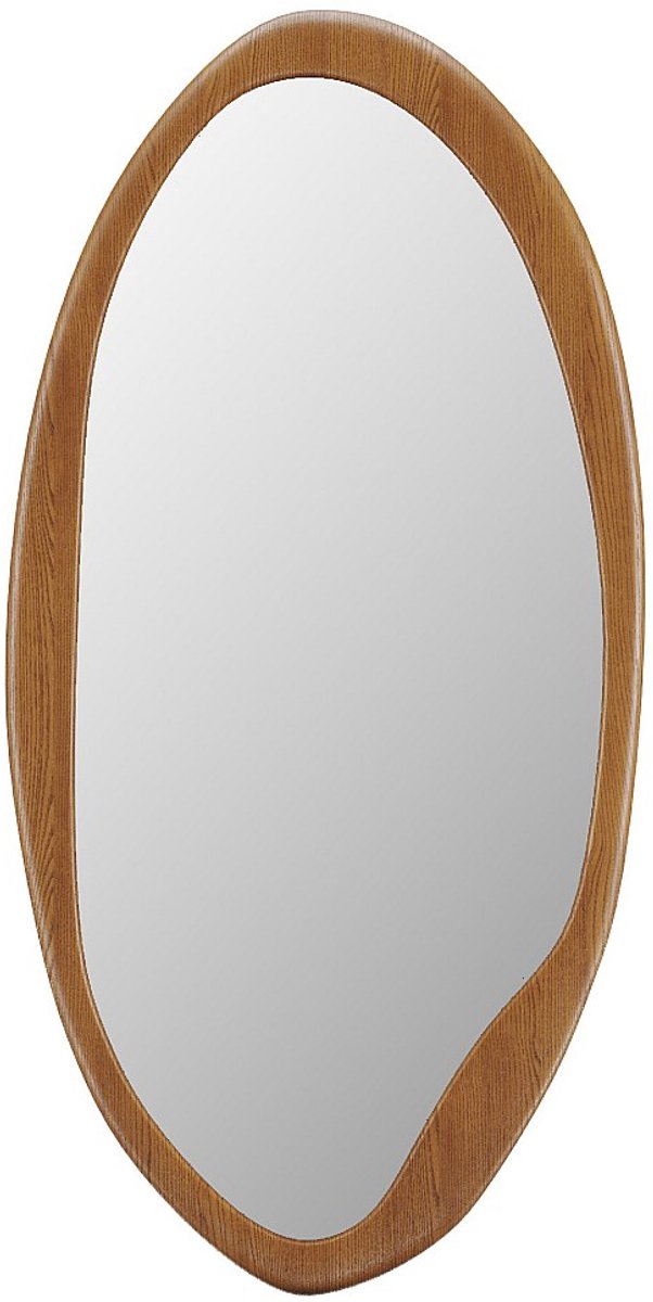 Vente-unique Ovale spiegel in heveahout - H 100 x B 50 cm - Naturel - FUJIAN Natuurlijk licht