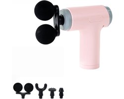 Massage gun - massagepistool - spiermassage apparaat - fascia massage - mini massage gun - Type-C oplaadbaar - 6 standen - 4 massagekoppen - 25W - 2200-4000 rpm - roze
