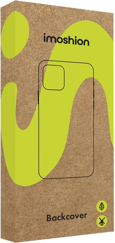imoshion backcover verpakking met een grote groene S en een tekening van een telefoon achterkant.