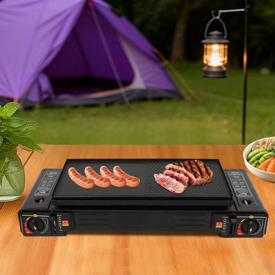 ACEP Draagbare Camping Kookplaat - 2 x 2500W - Campingaz - Campingkooktoestellen - 2 Branders - Automatische ontsteking Campingbrander LPG - Draagbaar gasfornuis van Merkloos — afbeelding 2