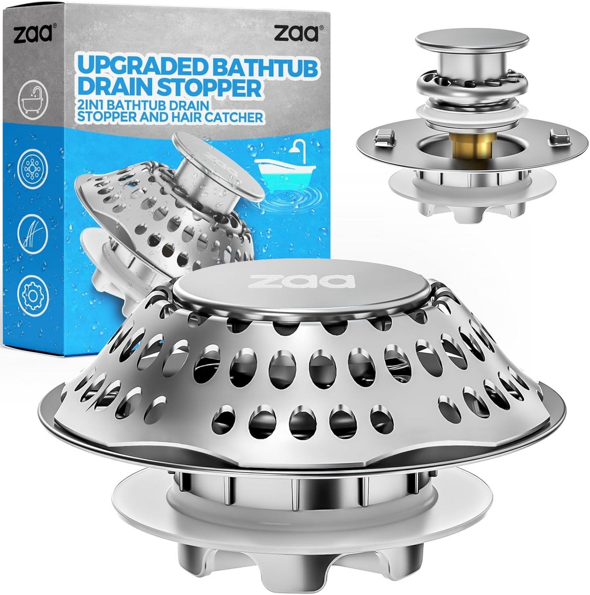 Universele Pop-up Badstopper met Haarvanger - 2-in-1 Afvoerplug
