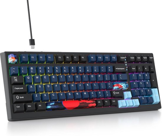 Fogruaden Teclado mecánico con cable al 75%, intercambiable en calie Fogruaden Teclado mecánico con cable al 75%, intercambiable en calie