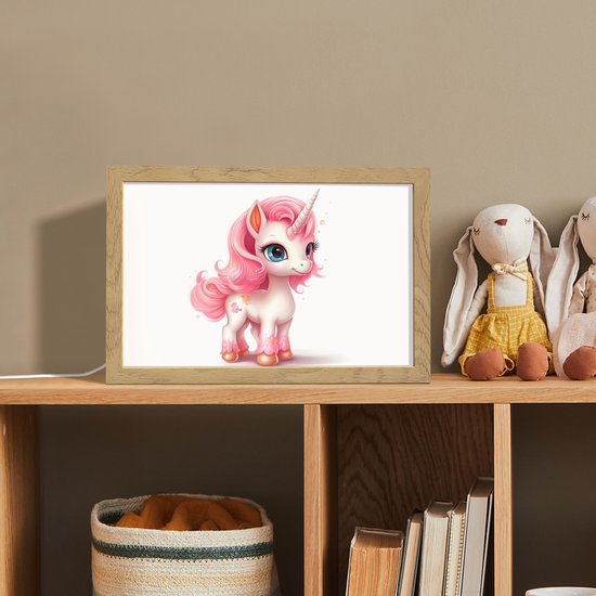 Nachtlampje 30x20 cm - Kinder lamp - Unicorn - Meisjes - Kinderen - Eenhoorn - Roze - Tafellamp kinderkamer - Slaapkamer lamp - Bedlamp kinderen - Kinderlampje stopcontact - Wandlamp babykamer - Nachtlampjes van Merkloos — afbeelding 3