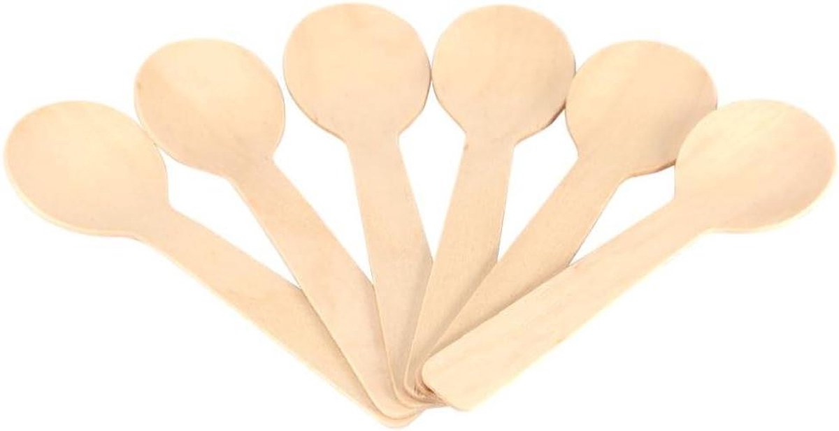 Houten lepel 10 cm - 100 stuks - natuurlijk materiaal - keuken accessoire