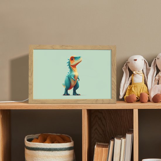 Nachtlampje 30x20 cm - Kinder lamp - Cartoon - Dino - Oranje - Stekels - Tafellamp kinderkamer - Slaapkamer lamp - Bedlamp kinderen - Kinderlampje stopcontact - Wandlamp babykamer - Nachtlampjes van Merkloos — afbeelding 3