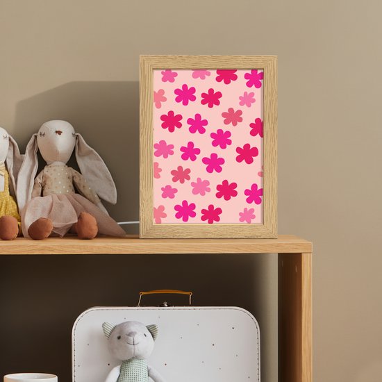 Nachtlampje 15x20 cm - Kinder lamp - Bloemen - Patroon - Roze - Tafellamp kinderkamer - Slaapkamer lamp - Bedlamp kinderen - Kinderlampje stopcontact - Wandlamp babykamer - Nachtlampjes van Merkloos — afbeelding 3