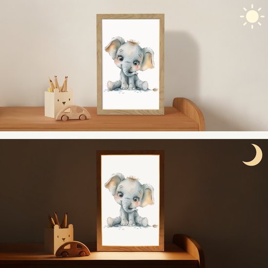 Nachtlampje 20x30 cm - Kinder lamp - Olifant - Baby dier - Tafellamp kinderkamer - Slaapkamer lamp - Bedlamp kinderen - Kinderlampje stopcontact - Wandlamp babykamer - Nachtlampjes van Merkloos — afbeelding 4