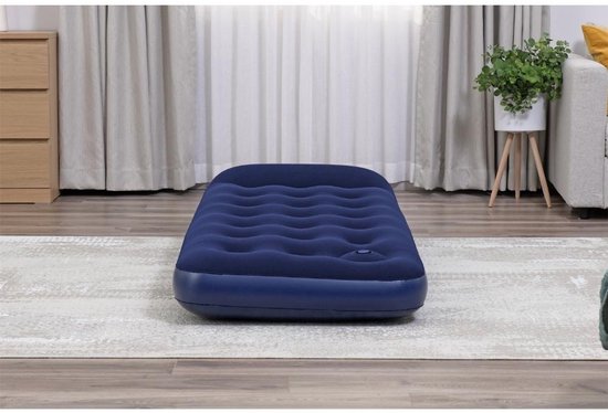 Bestway – Lit pneumatique – 1 personne – 76 × 185 × 28 cm – Bleu – Avec pompe à pied intégrée - Lit pneumatique - Camping - Extérieur - Intérieur - 1 personne