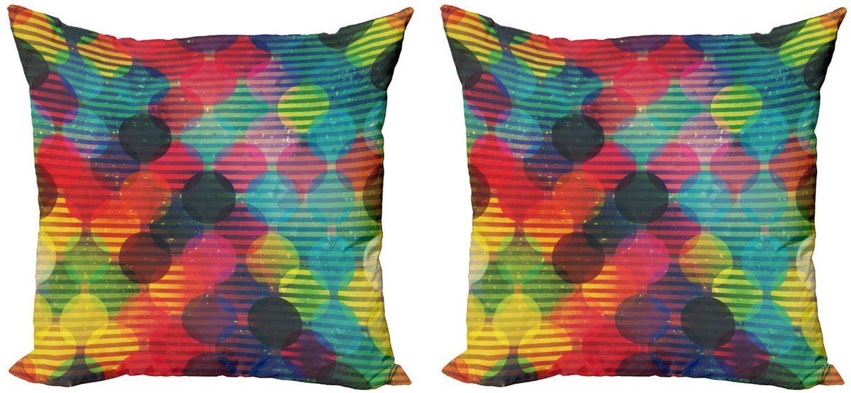 ABAKUHAUS Geometrisch Cirkel Kussenhoes – 2x45x45 cm – Dubbelzijdig Druk – Multicolor