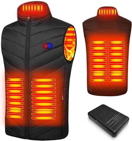 Vapesoon Verwarmd Vest – 26 Warmtezones, Ideaal Voor Winter, Kamperen, Fietsen En Werk (XXL, Zwart, Zonder Accu)