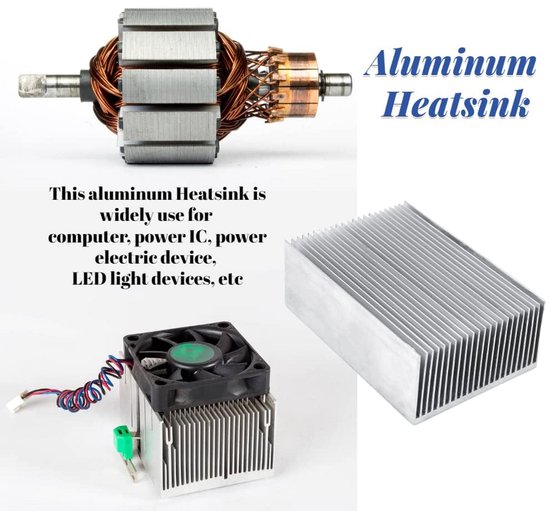 Groot Aluminium Koellichaam 100x69x36mm voor LED Versterker, Transistor ...